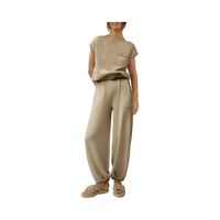 ANRABESS Women’s Two Piece Outfits Sweater and Pants Beige