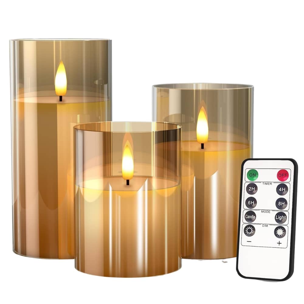 Glass Battery Operated LED Flameless Candles