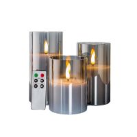 Eywamage Gray Glass Flameless Candles with Remote