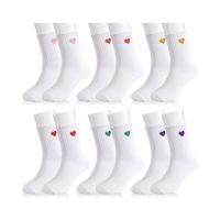 6 Pair Crew Socks for Women Heart Shape
