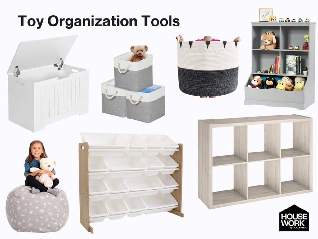 Toy Organization - House Work A roundup of toy organization tools including a toy chest and various shelves.