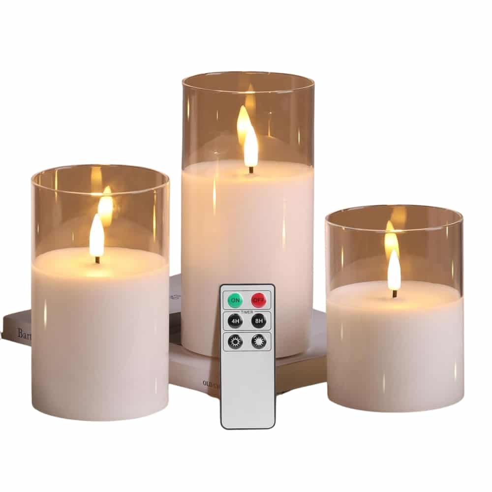 Eywamage Clear Glass Flameless Candles