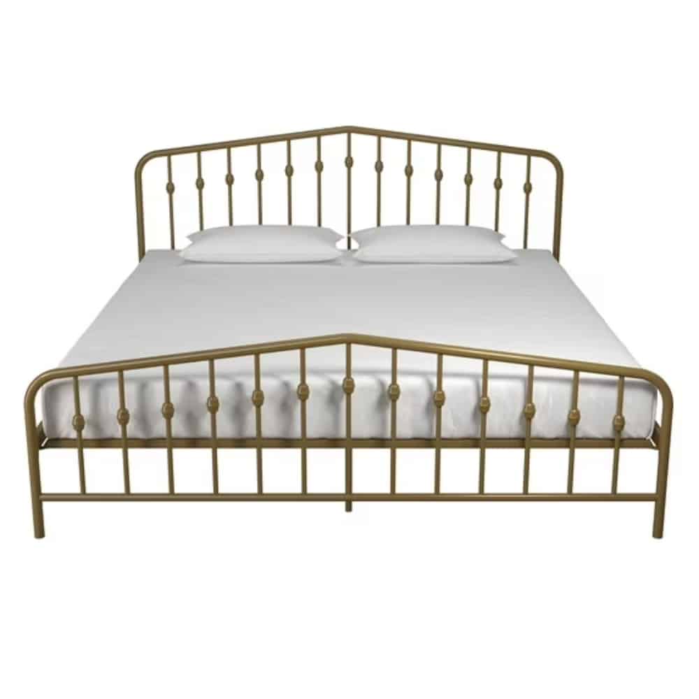 Novogratz Bushwick Metal Bed, King, Gold