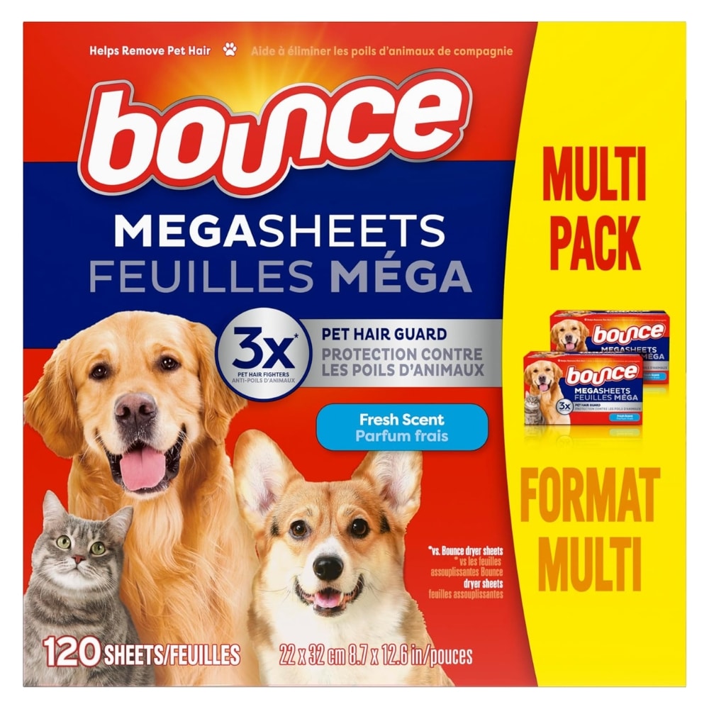 Bounce Pet Hair and Lint Guard Mega Dryer Sheets