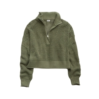 Aerie Crochet Quarter Zip Sweater