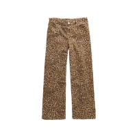 AE Stretch Leopard Low-Rise Baggy Wide-Leg Pant