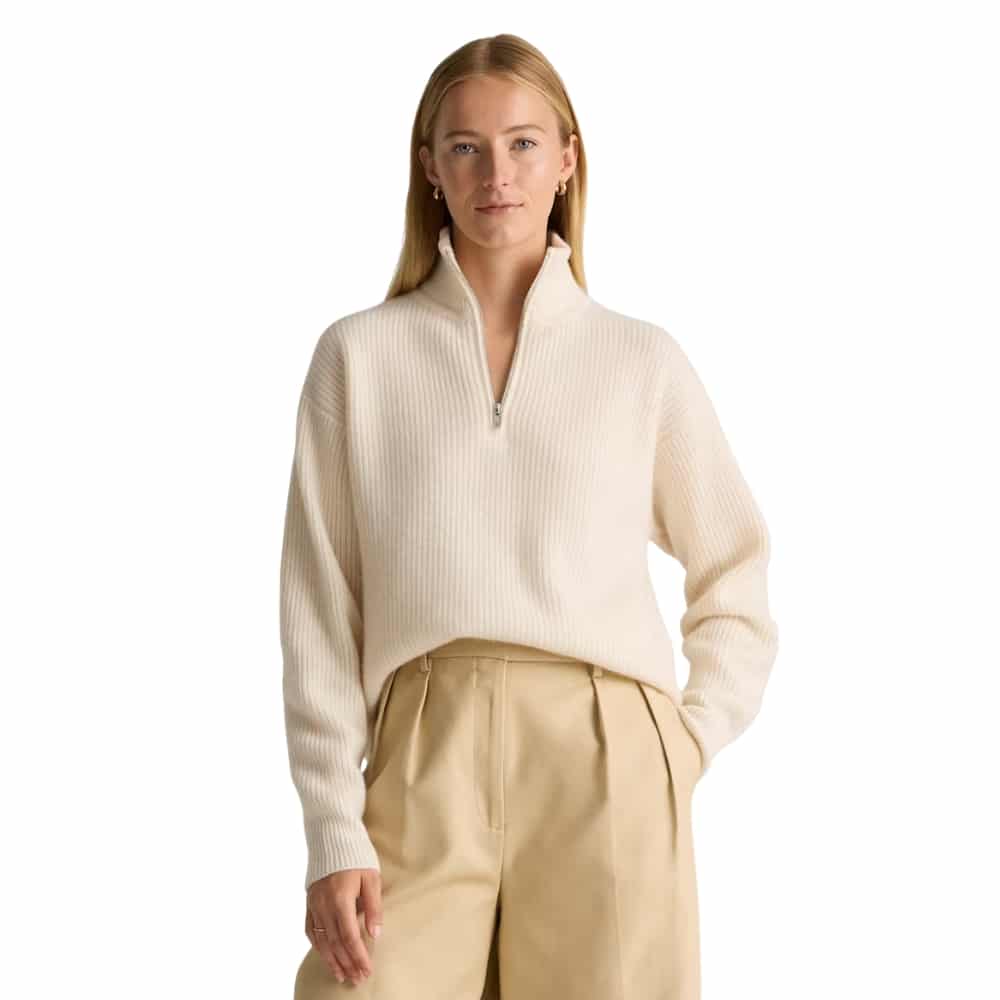 Mongolian Cashmere Fisherman Quarter Zip Sweater