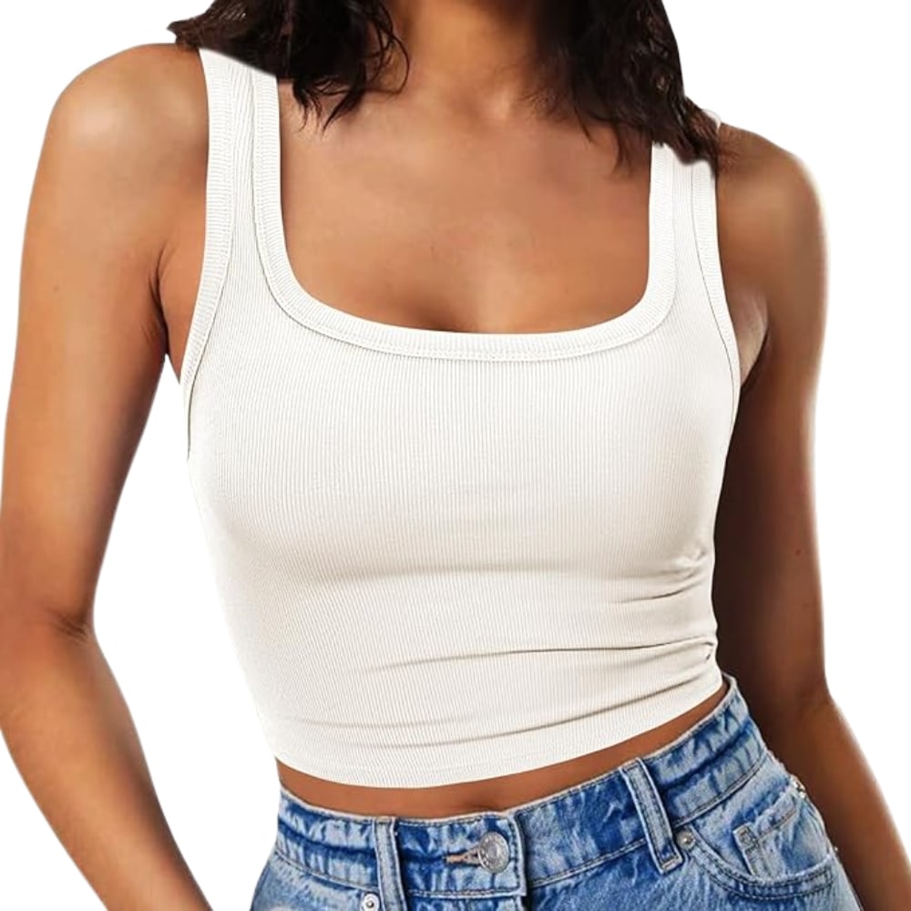 Sleeveless Fitted Ribbed Tank Top