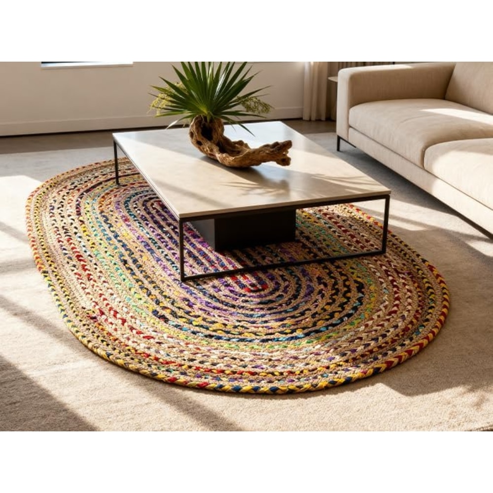 Craft Trade Hand Woven Chindi Jute Rag Rug