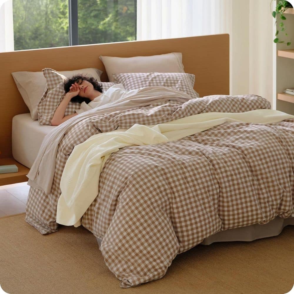 Bedsure Gingham Duvet Cover Set