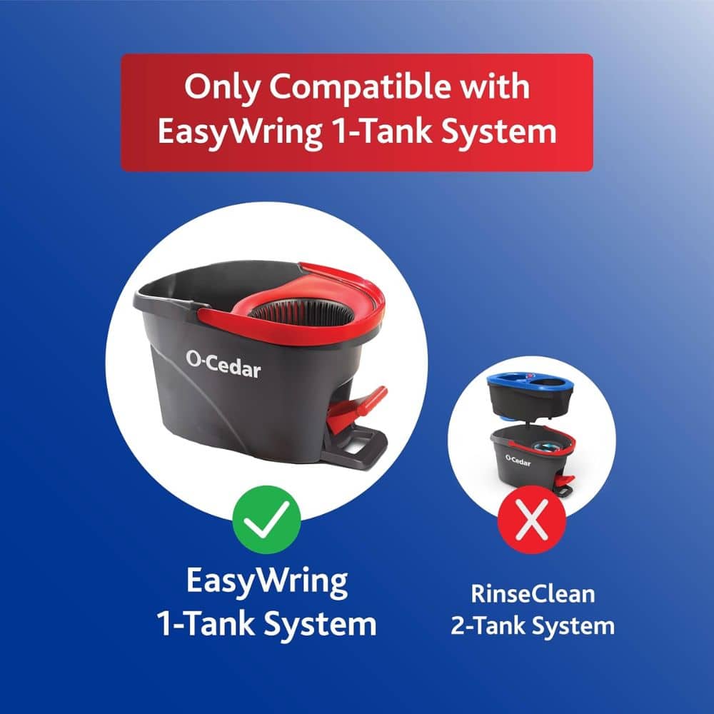 Banner showing compatibility: EasyWring 1-Tank System is compatible (green check) and RinseClean 2-Tank System is not (red X).